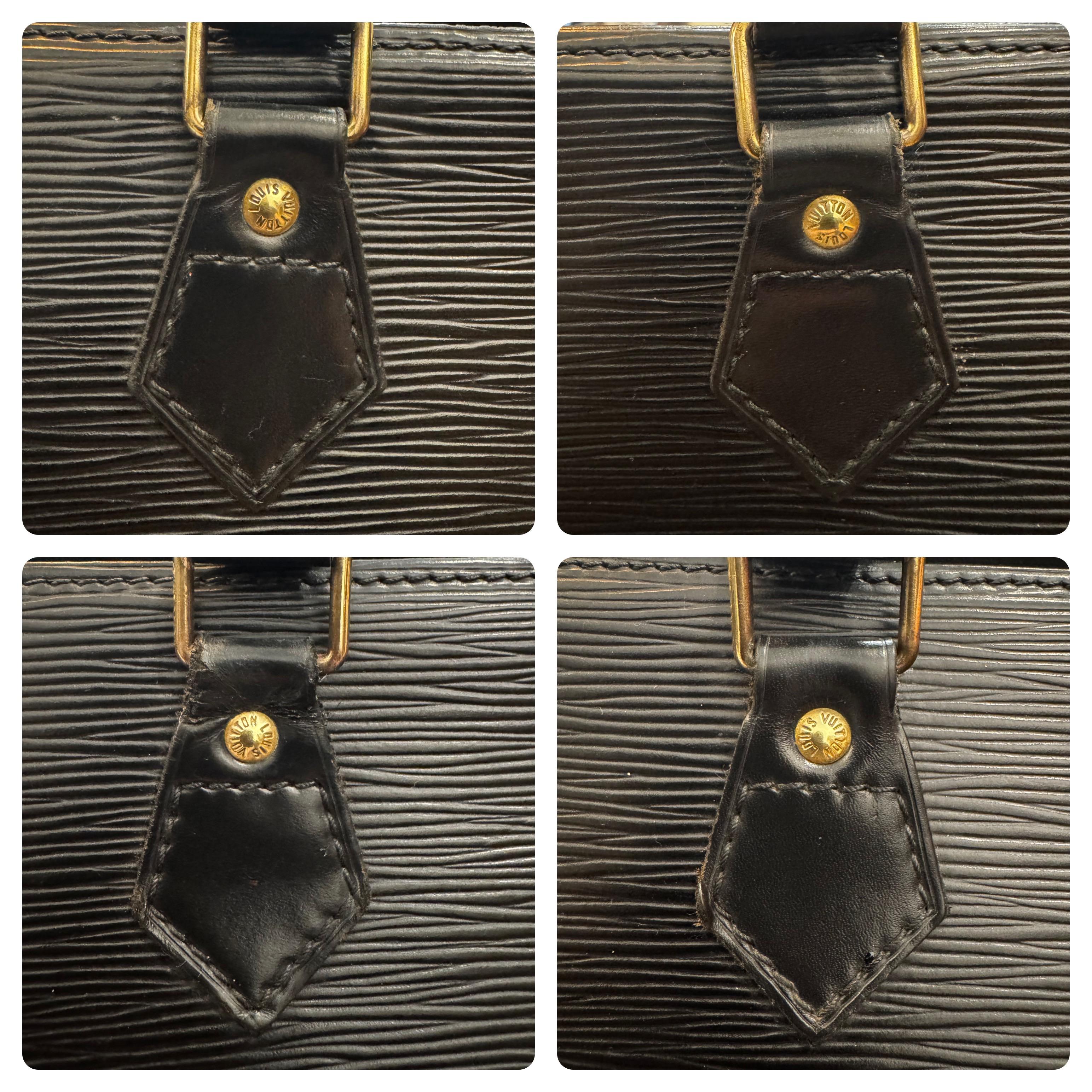 1990s Vintage LOUIS VUITTON Epi Leather Sac Triangle Handbag Black 3