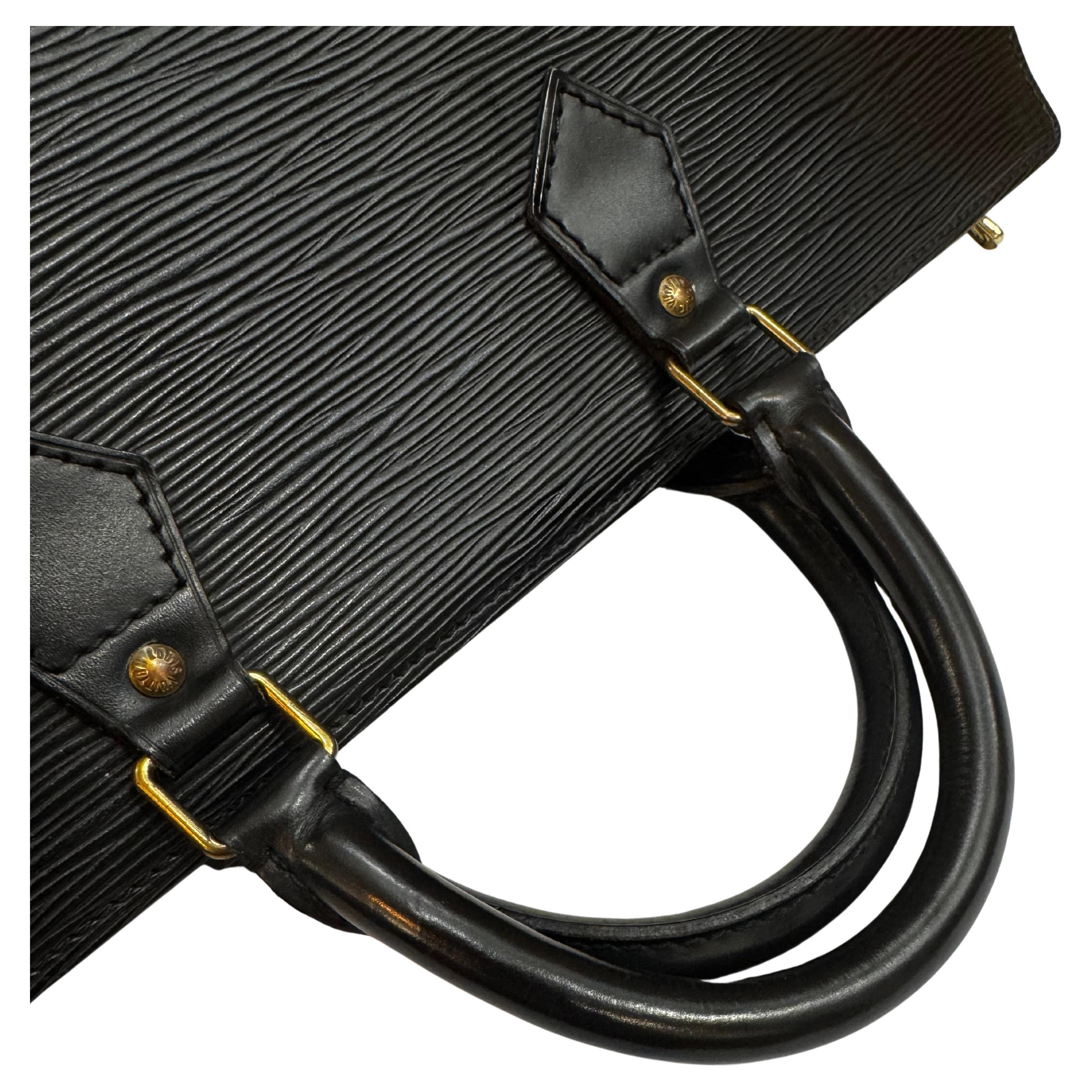 1990s Vintage LOUIS VUITTON Epi Leather Sac Triangle Handbag Black 2