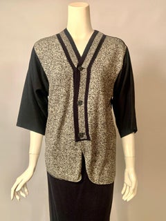 1990's Vintage Matsuda Black and White Knit and Black Linen Skirt Set