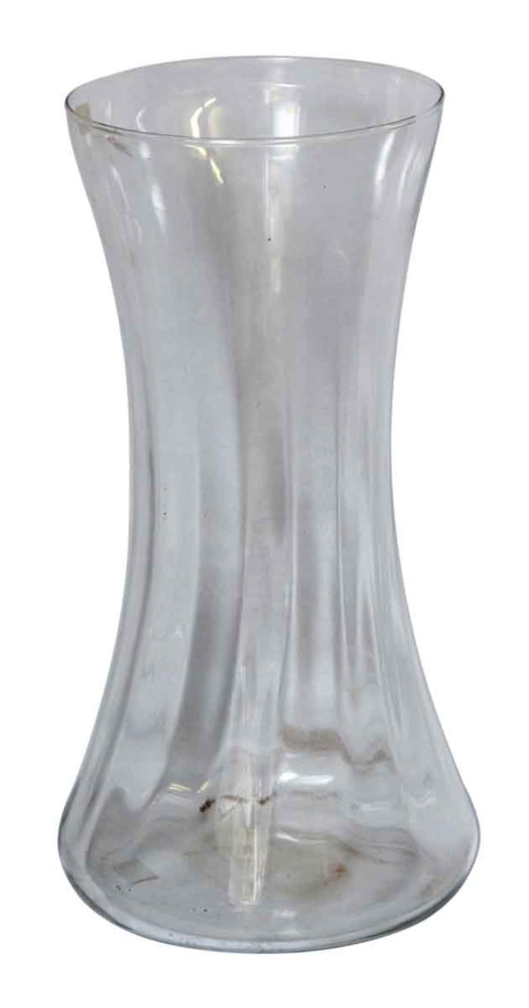 1990s Vintage Mid-Century Modern European Tall Clear Glass Vase In Good Condition In New York, NY