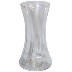 1990s Vintage Mid-Century Modern European Tall Clear Glass Vase