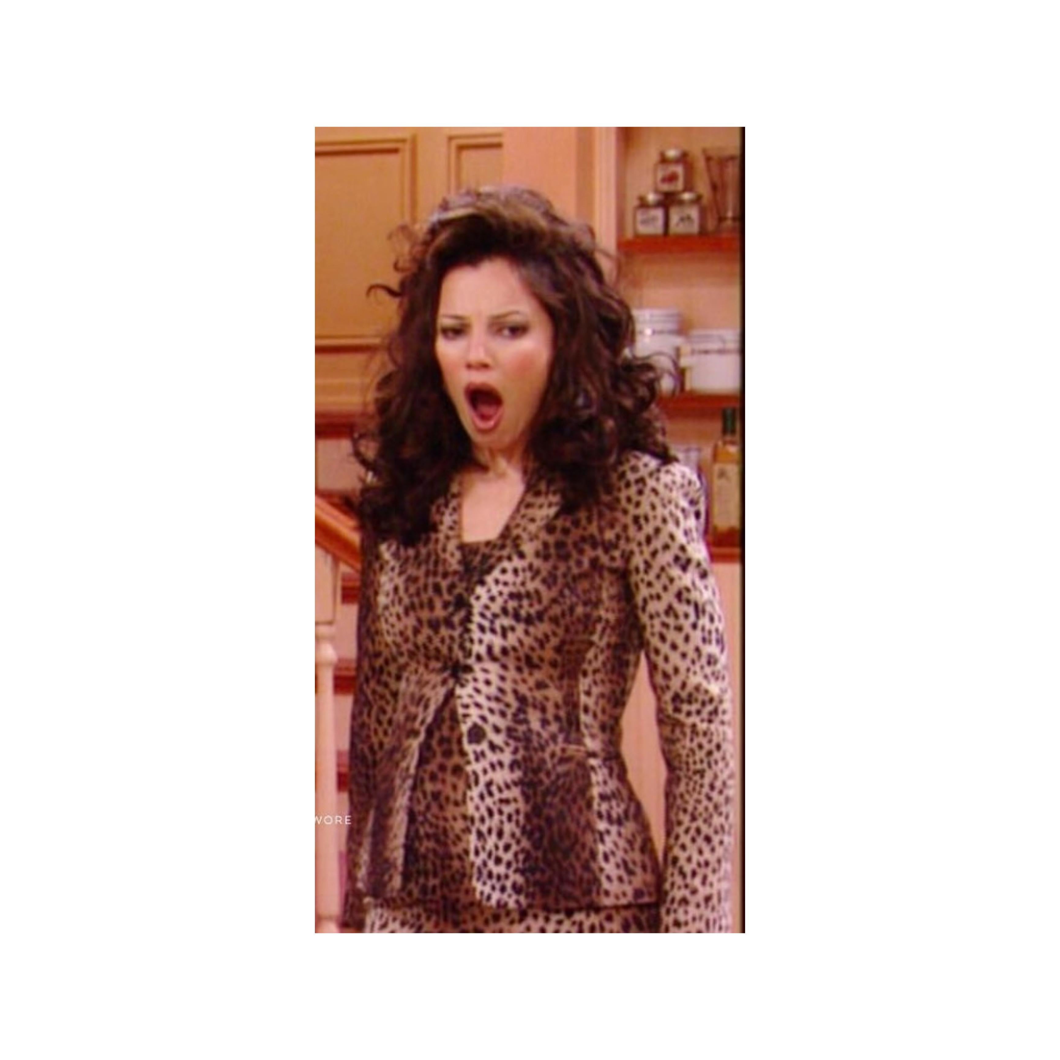 1990s vintage Moschino animal print set dress and jacket S/S 98, in perfect condition. As seen on our beautiful Fran fine on the hit sitcom The Nanny S06E20 the baby shower.  
Stretch fabric 70% acetate.

Sizes
 I 40 
Fr 36 
US 6 
UK 10