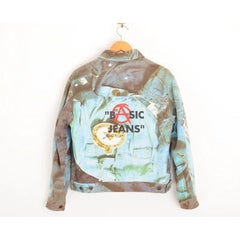 1990's Vintage Moschino Blue Denim Print Pattern Jacket