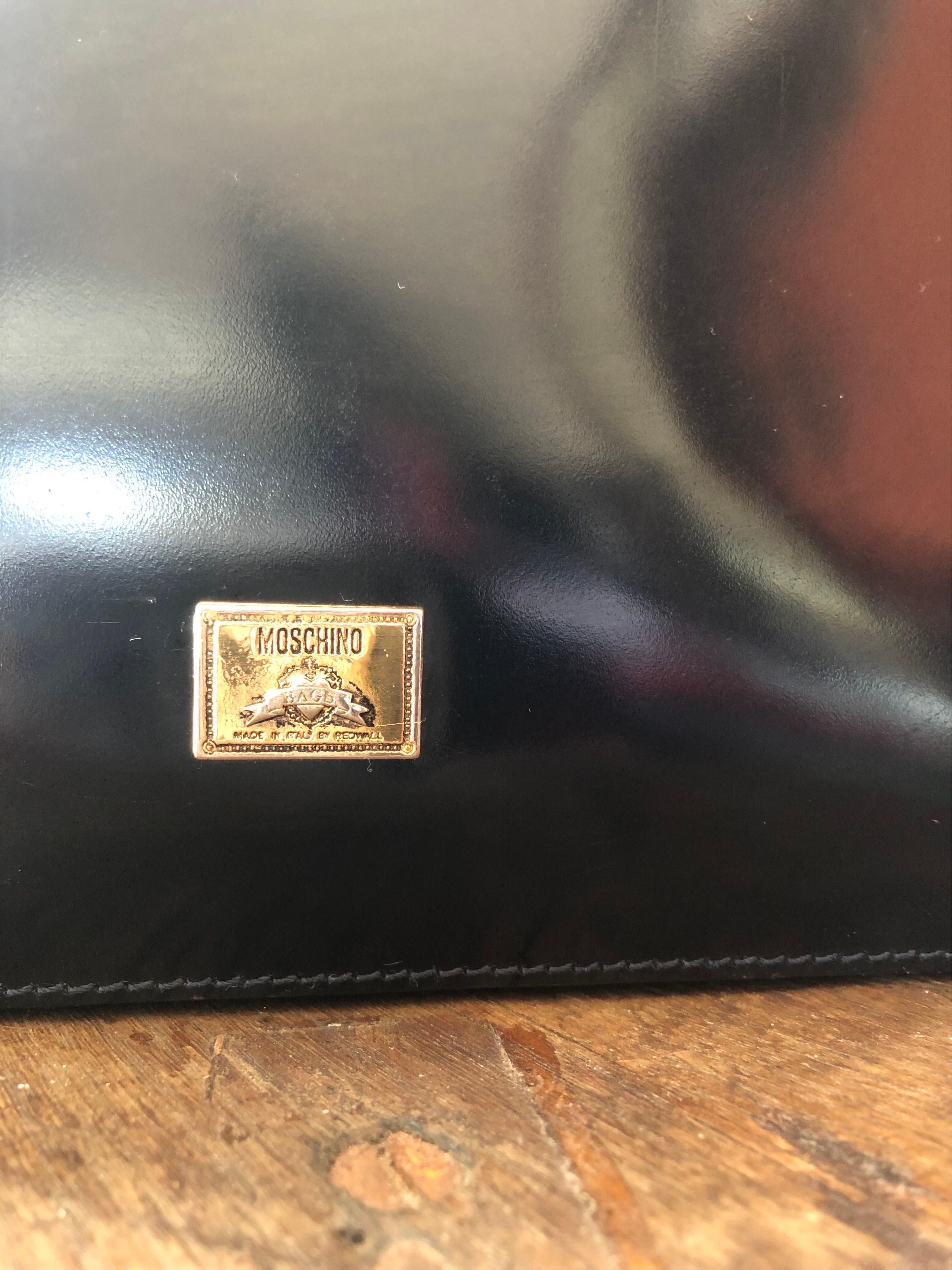 Black 1990's Vintage Moschino by redwall handbag For Sale
