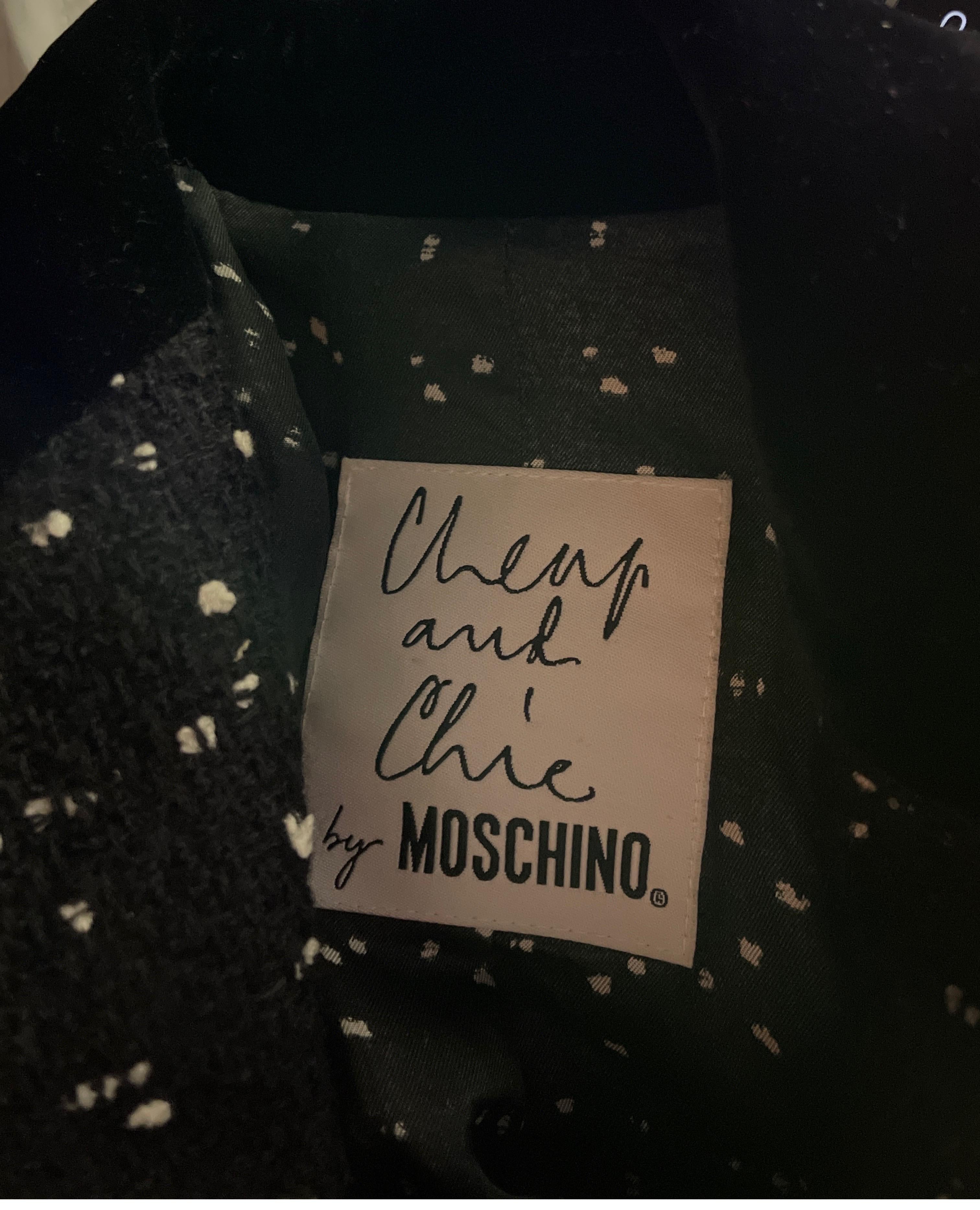 Black 1990s vintage Moschino cashmere coat For Sale