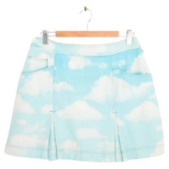 1990's Vintage Moschino 'Cloud' Print High waisted Pleated Tennis Mini Skirt