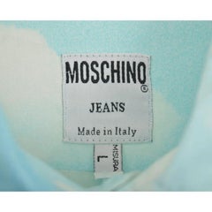 1990's Vintage Moschino 'Cloud' Print Sky Blue Long sleeve spell out Shirt