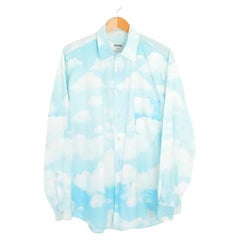 1990's Vintage Moschino 'Cloud' Print Sky Blue Long sleeve spell out Shirt