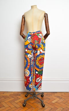 1990's Vintage Moschino Colourful Pinball Pattern High waisted Trousers Jeans