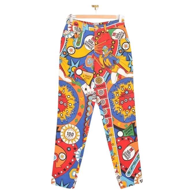 1990's Vintage Moschino Colourful Pinball Pattern High waisted Trousers Jeans