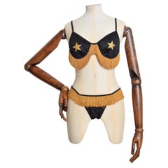 1990's Vintage MOSCHINO Fringed showgirl Tasseled Bikini Cowgirl Costume