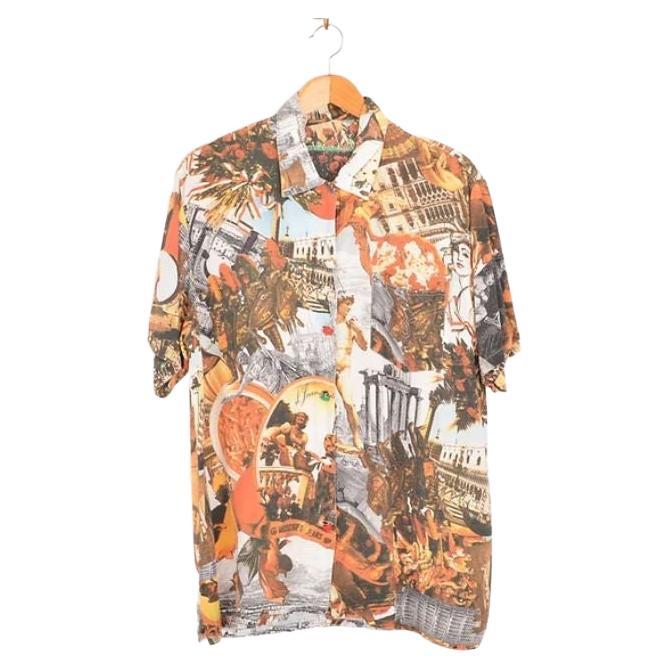 1990's Vintage Moschino 'Italians Do It Better' Photo CollageShort Sleeved Shirt For Sale