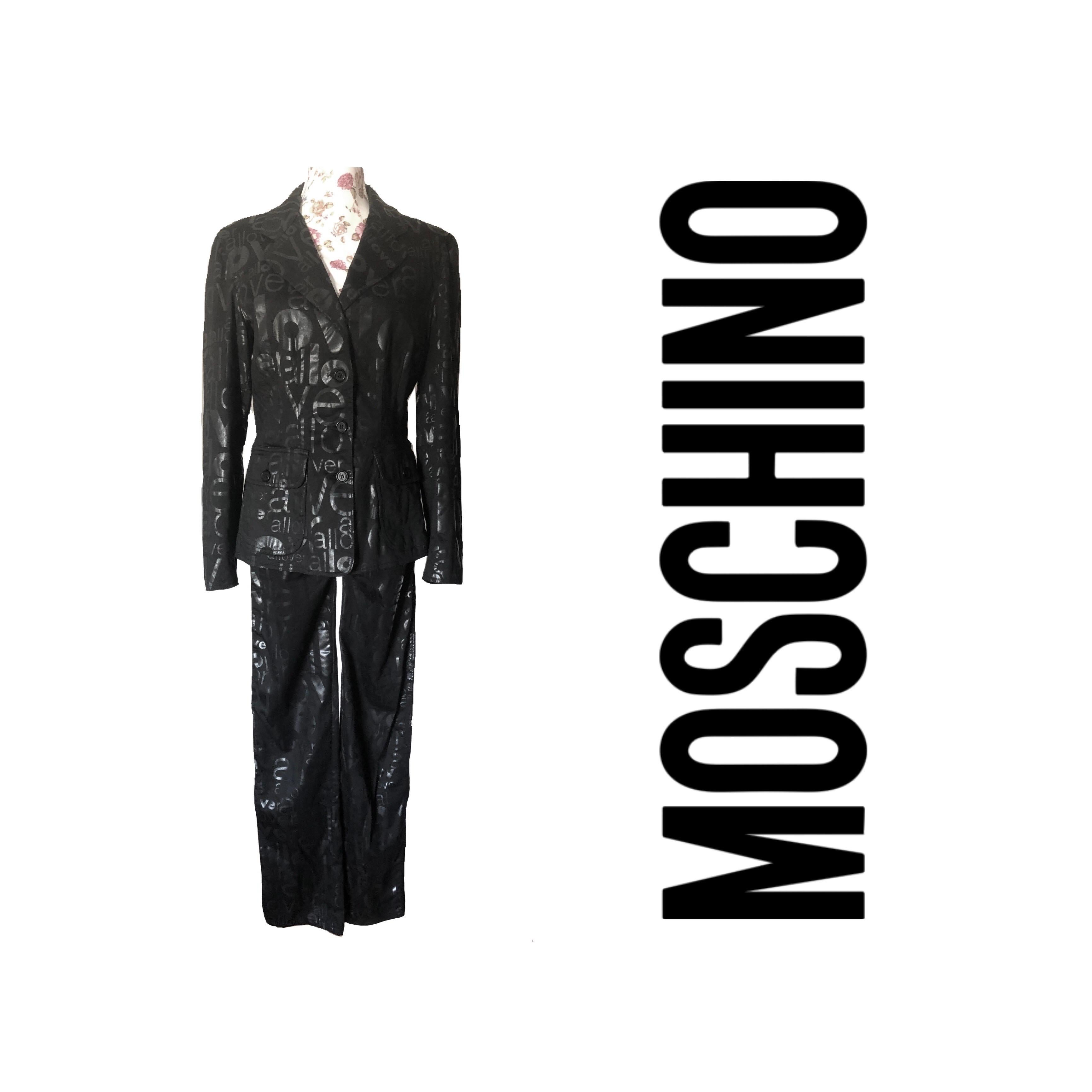 1990's Vintage Moschino Jean pants suit In Excellent Condition For Sale In LAGNY-SUR-MARNE, FR