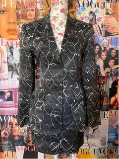 1990s Moschino Vintage Women's Heart Skirt Suit, Size 6