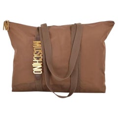 1990's Vintage Moschino Large Brown Nylon Weekend Bag Redwall Luggage Tote