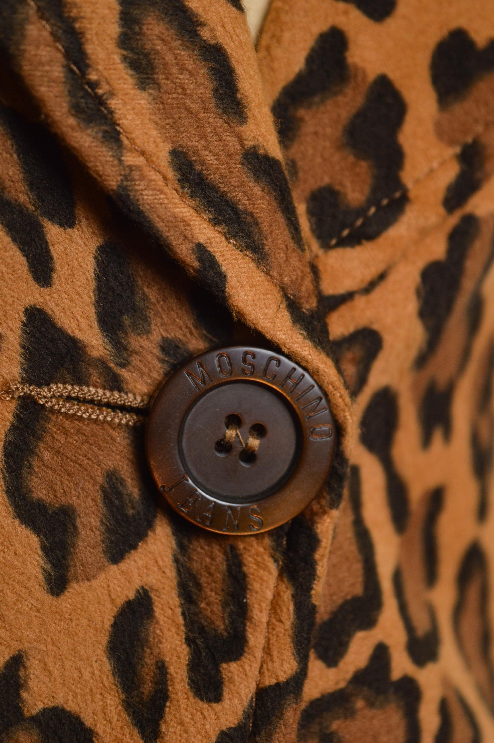 1990's Vintage MOSCHINO leopard print Animal pattern blazer - Suit jacket In Good Condition For Sale In Sheffield, GB