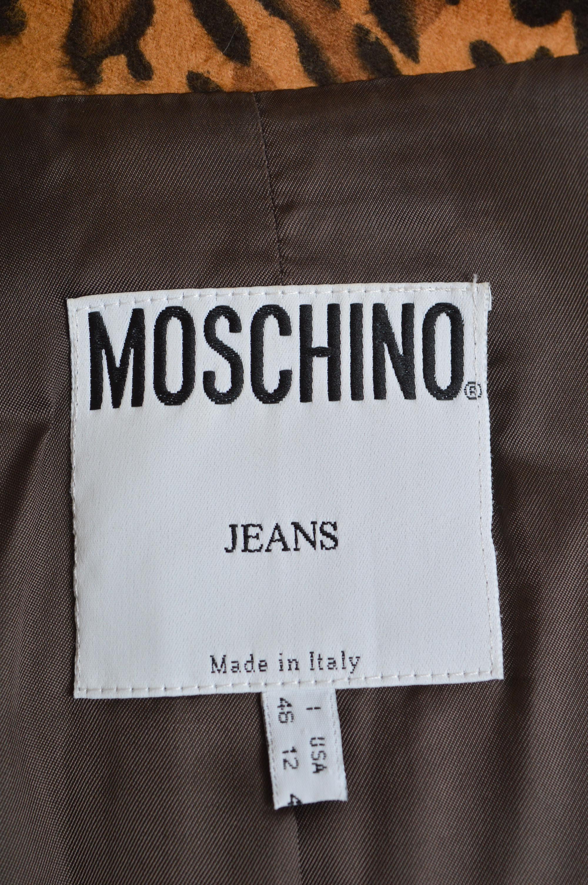 1990's Vintage MOSCHINO leopard print Animal pattern blazer - Suit jacket For Sale 1