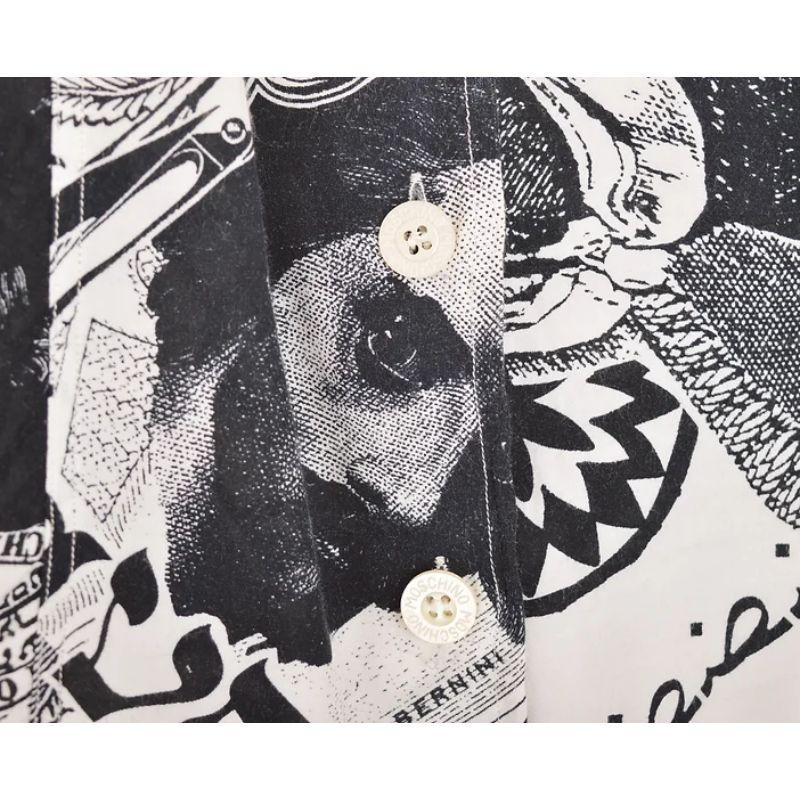Einfarbige Moschino-Bluse im Vintage-Stil aus den 1990er Jahren, die Bilder ikonischer Kunstwerke aus Museen zeigt und rückenfrei geschnitten ist. 

HERGESTELLT IN ITALIEN!

Merkmale:
Zentraler Linienknopfverschluss
Brusttaschen
Rückenfreies