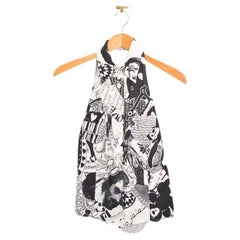 1990's Vintage Moschino Monochrome Art Gallery Print Sleeveless Blouse Shirt