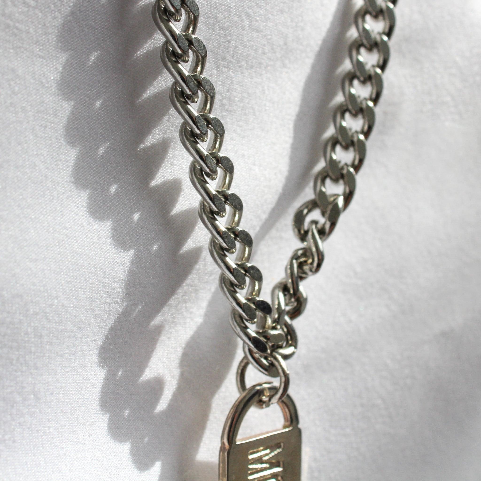 1990s Vintage Moschino Necklace Silver Plated - re-engineered In Excellent Condition For Sale In London, GB