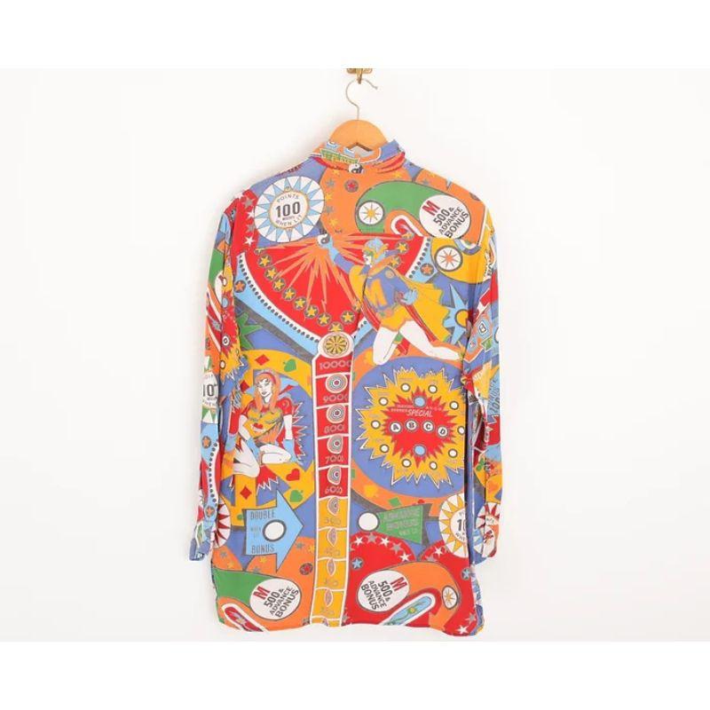 1990's Vintage Moschino 'Pinball' Patterned colourful long sleeve Shirt In Fair Condition For Sale In Sheffield, GB
