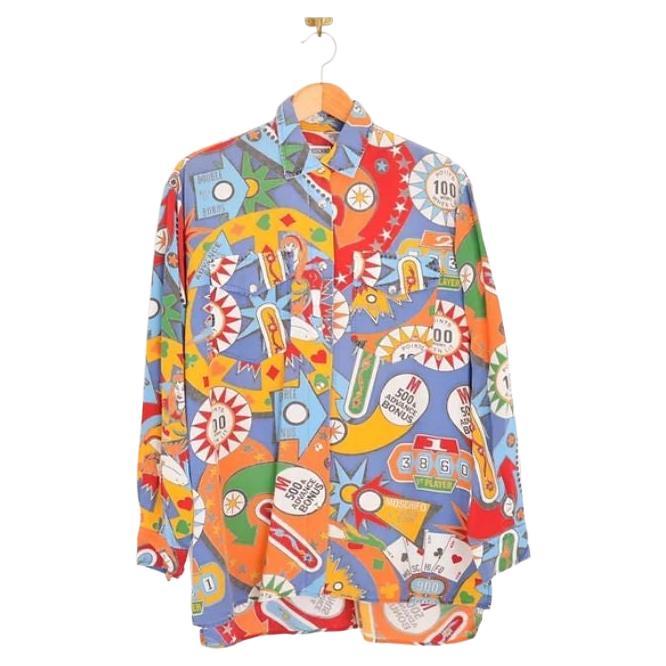 1990's Vintage Moschino 'Pinball' Patterned colourful long sleeve Shirt For Sale