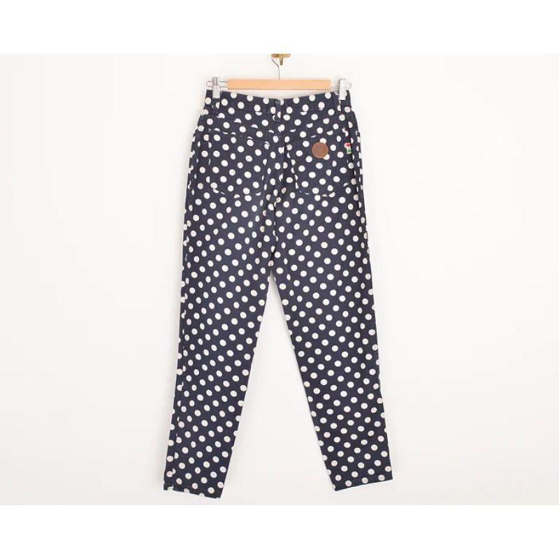 1990's Vintage Moschino Polka Dot Patterned High waisted Jeans In Good Condition For Sale In Sheffield, GB