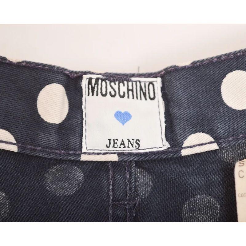 1990's Vintage Moschino Polka Dot Patterned High waisted Jeans For Sale 2