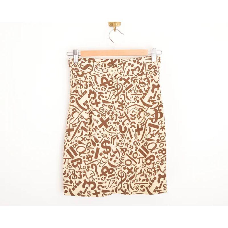 Beige 1990's Vintage Moschino Punctuation Symbol Cheap and Chic Cream Mini Skirt For Sale