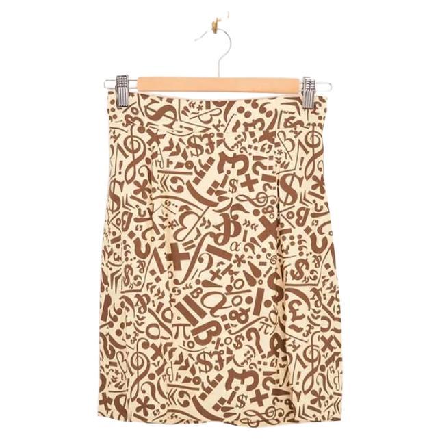 1990's Vintage Moschino Punctuation Symbol Cheap and Chic Cream Mini Skirt For Sale