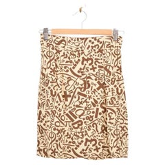 1990's Vintage Moschino Punctuation Symbol Cheap and Chic Cream Mini Skirt