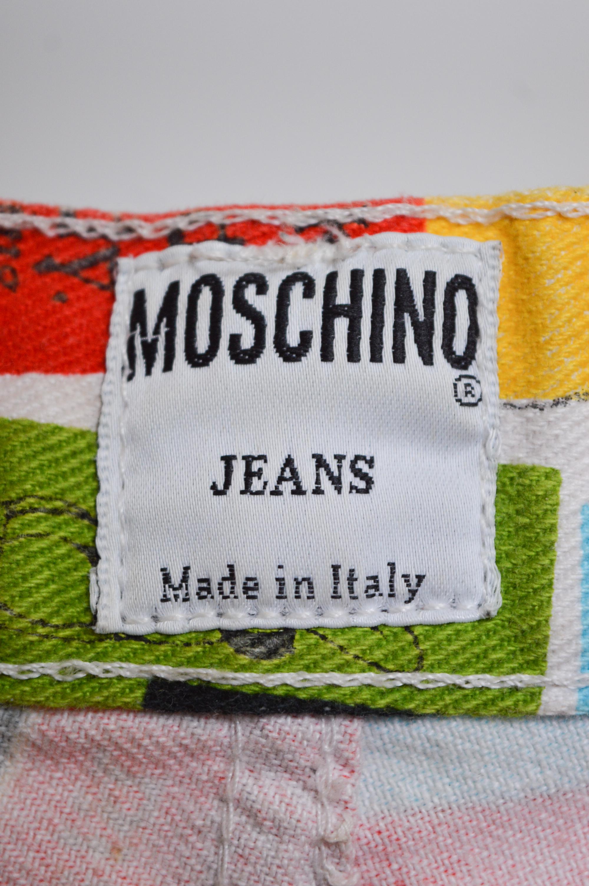 MOSCHINO Safe Sex - Rare jean coloré Pin Up Jeans - Trousers des années 1990 en vente 8