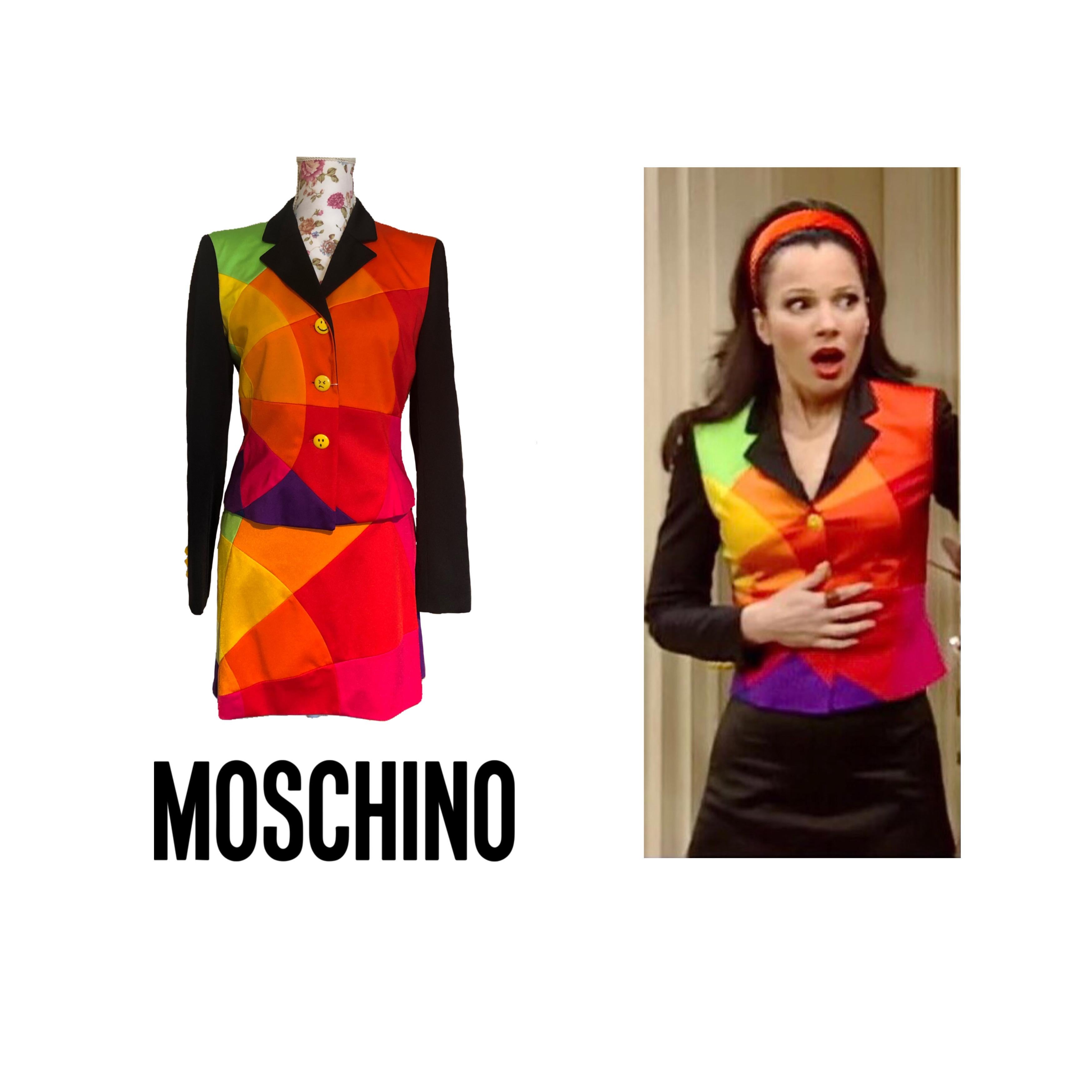 Red 1990’s Vintage Moschino skirt suit For Sale