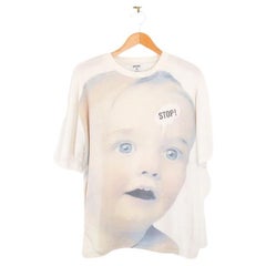 1990's Vintage Moschino 'Stop!' Baby Face Graphic Print T Shirt