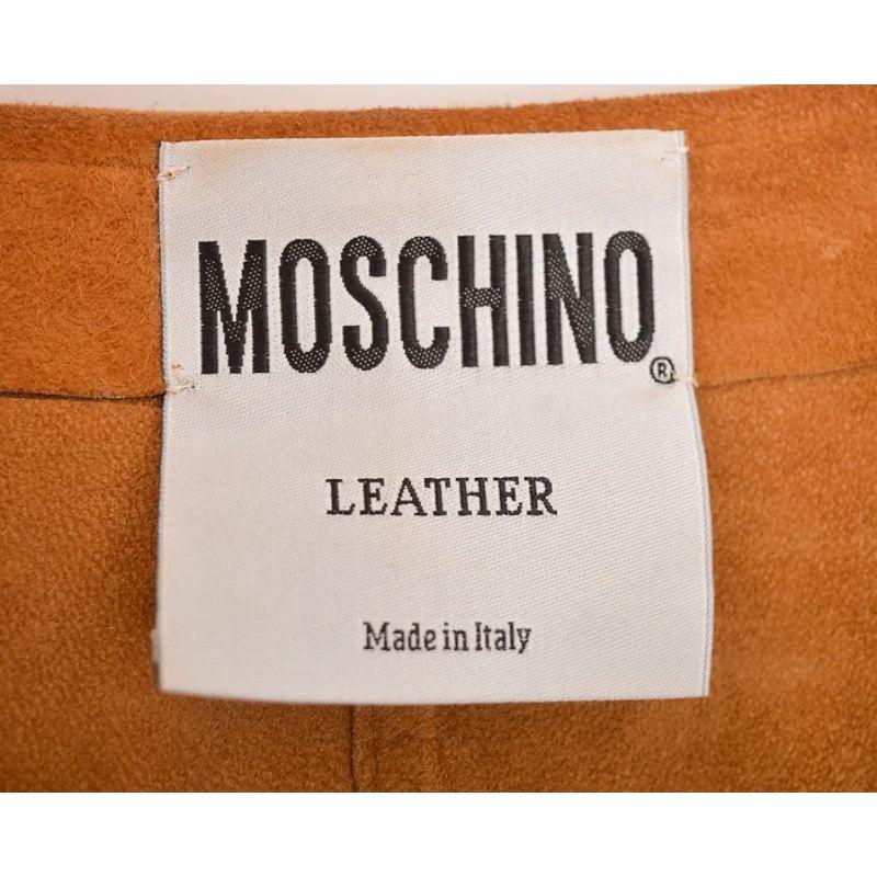 Orange 1990's Vintage Moschino Tan Suede Leather Waistcoat vest For Sale