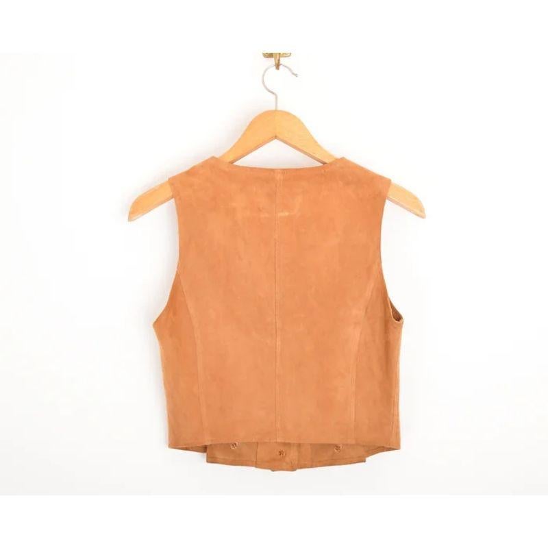 1990's Vintage Moschino Tan Suede Leather Waistcoat vest In Excellent Condition For Sale In Sheffield, GB