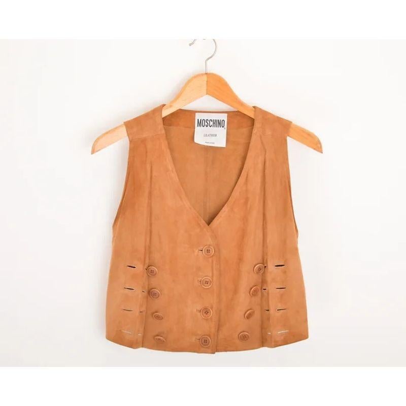 Women's 1990's Vintage Moschino Tan Suede Leather Waistcoat vest For Sale