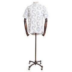 Chemise Ibiza à manches courtes imprimé répétitif en coton blanc MOSCHINO, années 1990