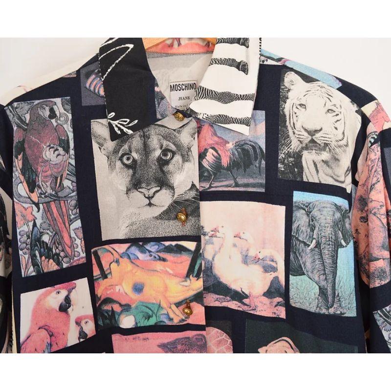 Superb, Vintage 1990's Moschino shirt !

MADE IN ITALY !

This rare Moschino Edition depicts various photographic images of wildlife across the World ! 

Features:
Central line button fasten
Long sleeves
Rare print

100% Cotton

Sizing given in
