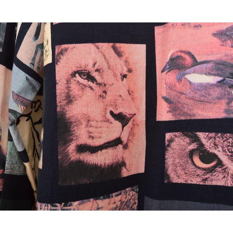 Gray 1990's Vintage Moschino Wildlife Animal Photo Print long sleeve Crazy Shirt For Sale