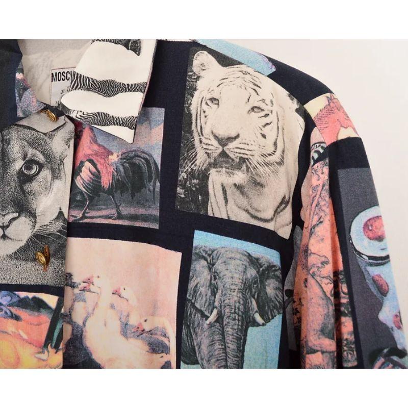 Women's or Men's 1990's Vintage Moschino Wildlife Animal Photo Print long sleeve Crazy Shirt For Sale