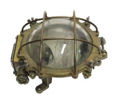 1990s Vintage Nautical Caged Brass Hallway Ship Light