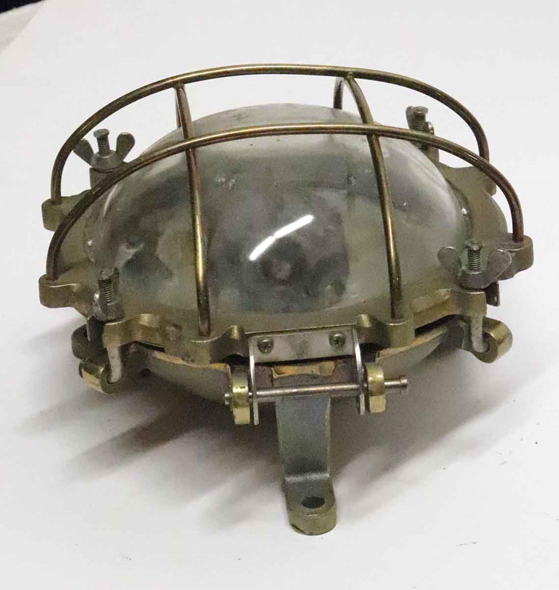 1990s Vintage Nautical Caged Brass Hallway Ship Light 1