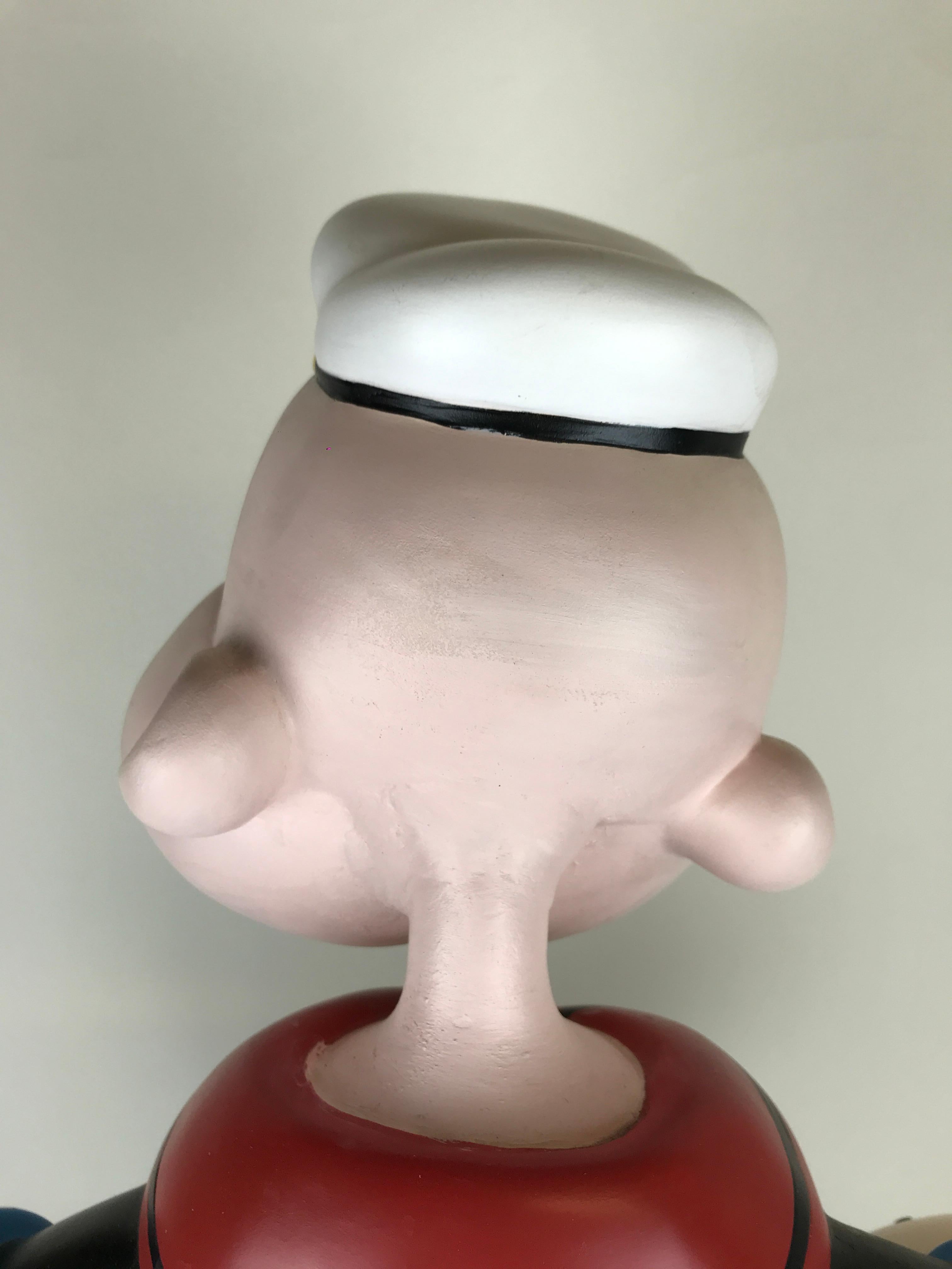 1990s Vintage Original Popeye the Sailor with Pipe Resin Sculpture Made in USA 2
