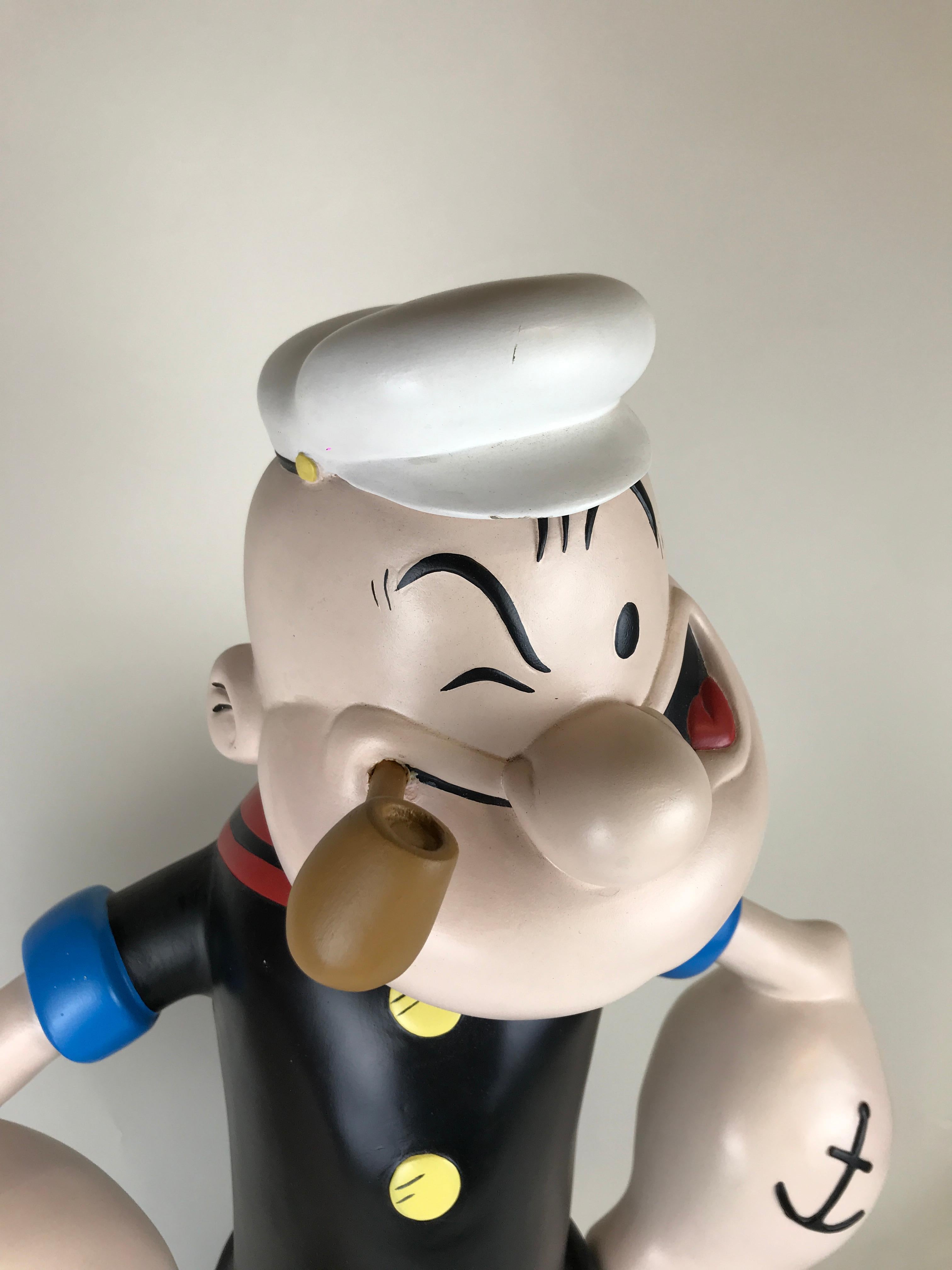 Late 20th Century 1990s Vintage Original Popeye the Sailor with Pipe Resin Sculpture Made in USA