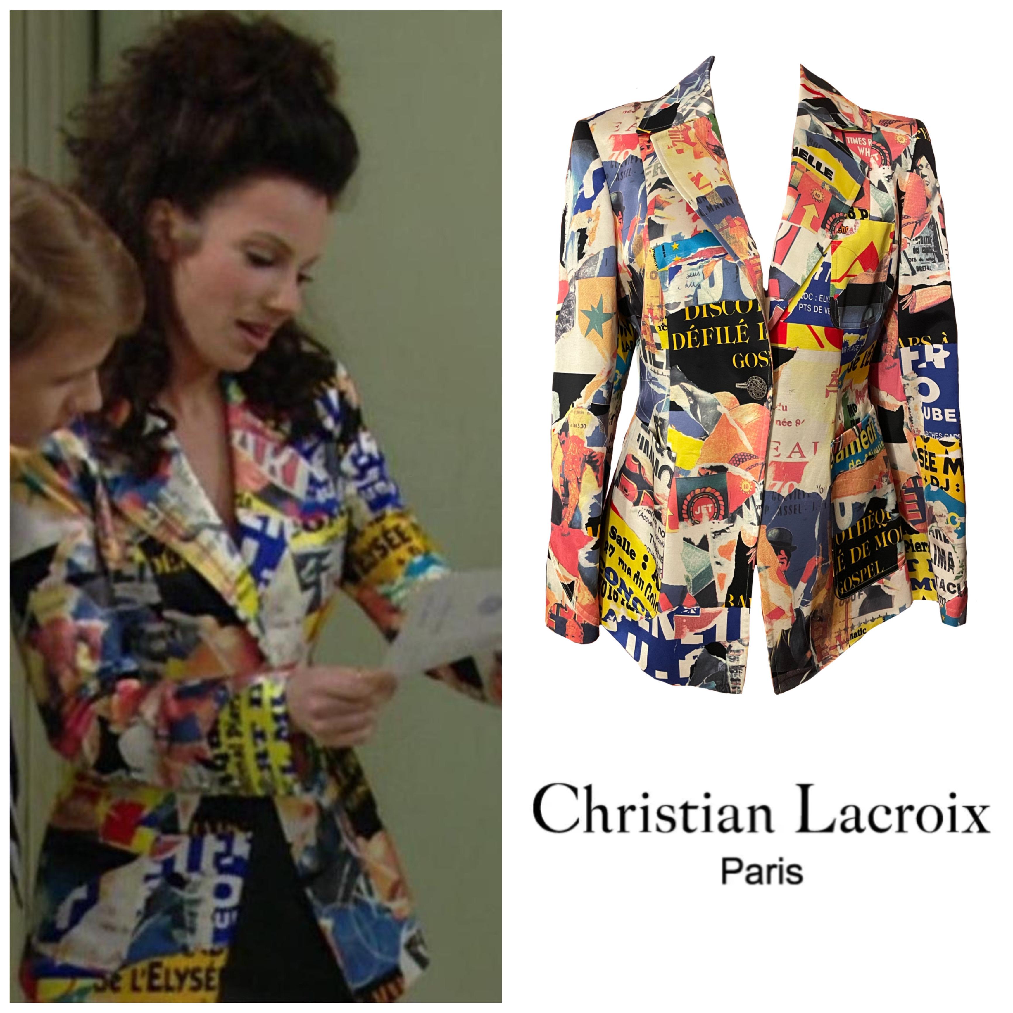 1990s Vintage patchwork  blazer jacket by Christian Lacroix bazaar collection it has be worn by our one and only Fran Fine on the 90s sitcom The Nanny 
It is in perfect condition as if it was brand new. 

Measurements laid flat : 

Shoulders : 43