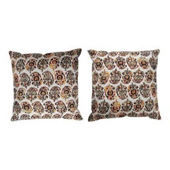 1990s Vintage Persian Decorative Accent Pillows – Handcrafted Textile Pair