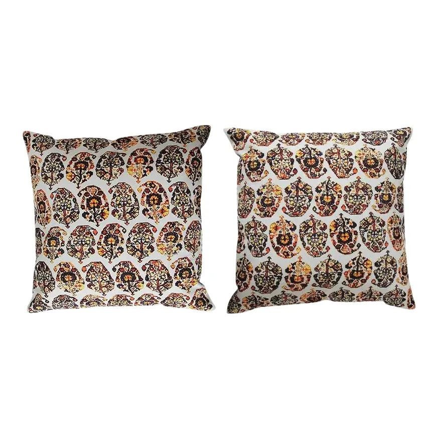 Coppia di cuscini decorativi persiani vintage degli anni ’90, realizzati a mano