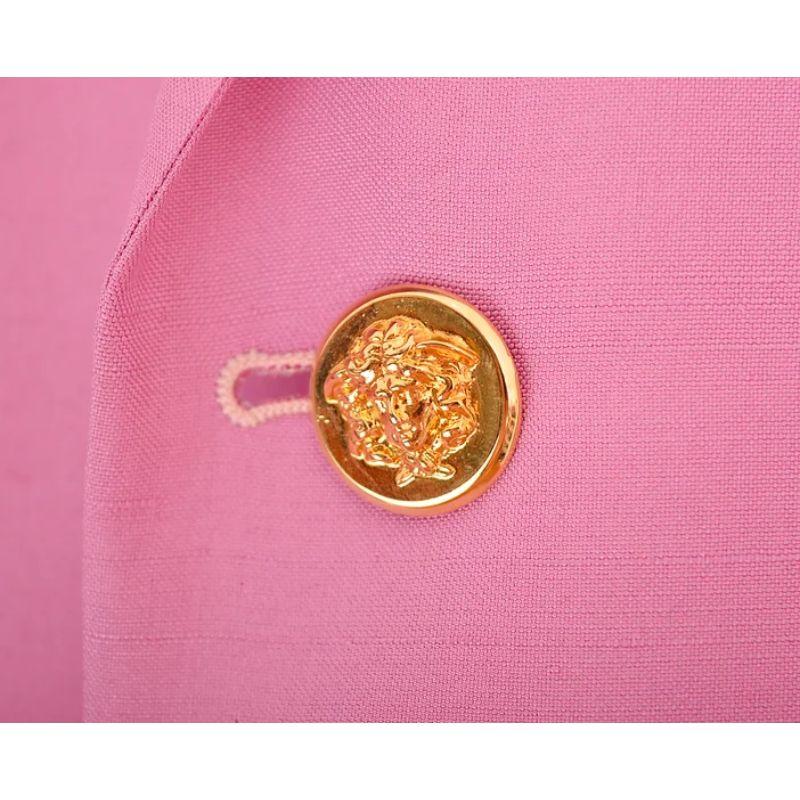1990's Vintage Pink Gianni Versace Couture Blazer Suit Jacket In Excellent Condition For Sale In Sheffield, GB