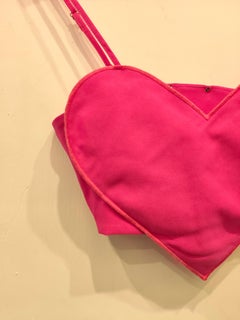 1990s Unisex Pink Heart Cotton Bustier Top - Excellent Condition